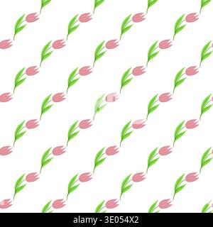 Seamless pattern with spring flowers, tulips. Vector illustration perfect for seasonal designs, wallpaper Stock Vector