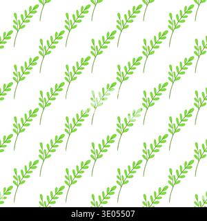 Seamless Easter pattern with green leaves and branches. Vector illustration for designs Stock Vector