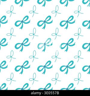 Seamless pattern with blue bows. Vector illustration perfect for seasonal designs, wallpaper, festive decorations, wrapping Stock Vector