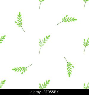 Seamless Easter pattern with green leaves and branches. Vector illustration for seasonal designs Stock Vector