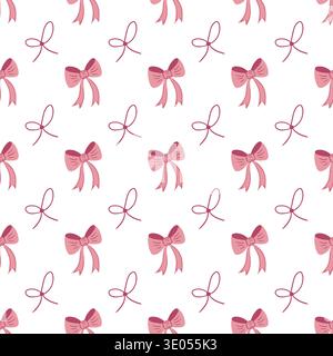 Seamless pattern with pink bows. Vector illustration perfect for seasonal designs, wallpaper, festive decorations, wrapping paper Stock Vector