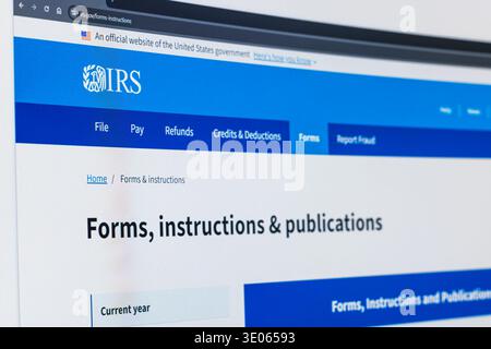 homepage of US Internal Revenue Service website on the display of PC in Balykchy, Kyrgyzstan - February 13, 2026 Stock Photo