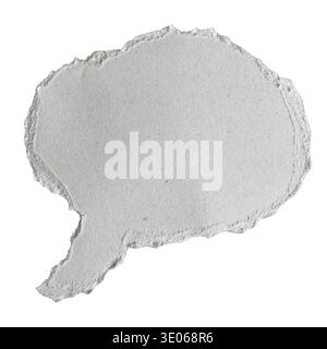 Recycled Grey Paper Comic Bubble Texture for Creative Copy isolated on white background with clipping path Stock Photo