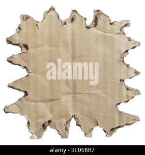 Recycled Cardboard Spiky Speech Bubble Texture with Handmade Aesthetic isolated on white background with clipping path Stock Photo