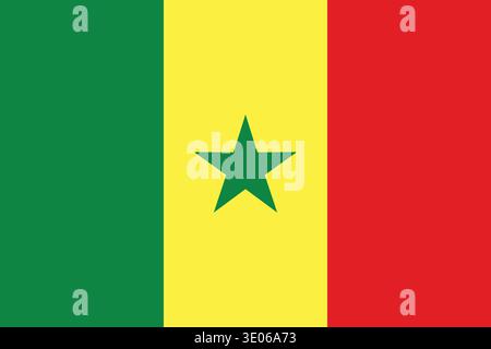 Senegal national flag flat vector illustration. Suitable for editorial and educational use. Stock Vector