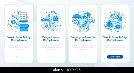 HR compliance components blue onboarding mobile app screen Stock Vector