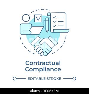 Contractual compliance soft blue concept icon Stock Vector