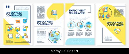 Employment compliance blue and yellow brochure layout Stock Vector