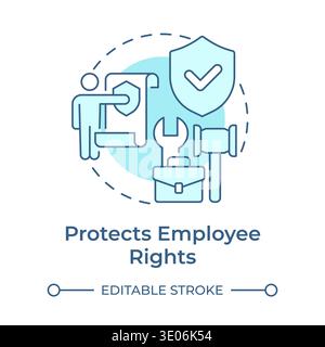 Protects employee rights soft blue concept icon Stock Vector