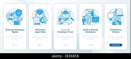 HR compliance importance blue onboarding mobile app screen Stock Vector