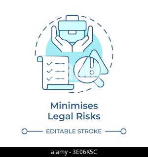 Minimises legal risks soft blue concept icon Stock Vector