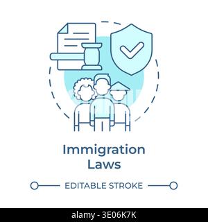 Immigration laws soft blue concept icon Stock Vector