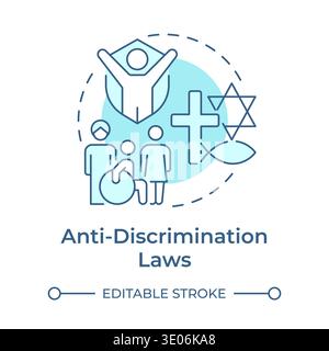 Anti discrimination laws soft blue concept icon Stock Vector