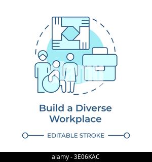 Build a diverse workplace soft blue concept icon Stock Vector