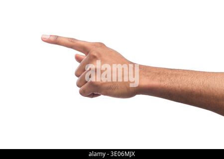 Hand gestures - man pointing away, isolated Stock Photo