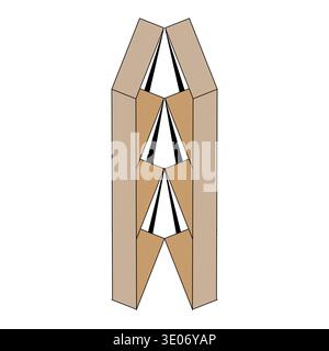 Sophisticated geometric pillar. Elegant brown structure Vector. Distinctive wooden symbol. Minimalist architectural arrangement. Stock Vector