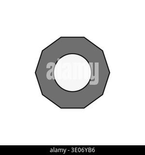 Octagon gray nut. Industrial metal part. Mechanical Vector fastener. Simple construction tool. Stock Vector