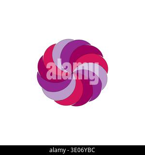 Swirl circle shape. Abstract spiral Vector. Purple candy detail. Bright magenta element. Stock Vector