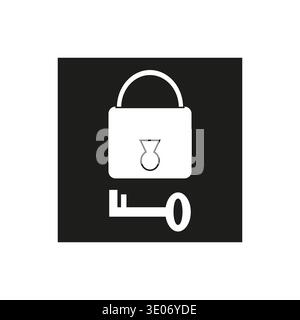 White padlock icon. Keyhole access symbol. Unlock security Vector. Black square background. Stock Vector