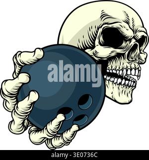 Skeleton Grim Reaper Death Bowling Team Mascot Stock Vector