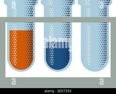 Test Tubes Beaker Flask Rack Retro Science Icon Stock Vector