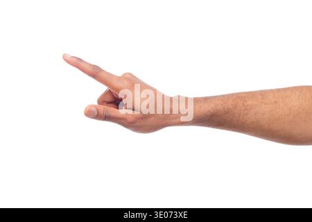 Hand gestures - man pointing away, isolated Stock Photo