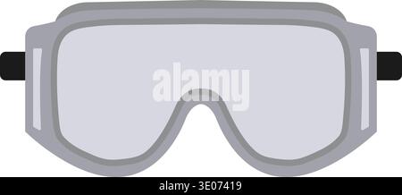 Flat illustration of clear plastic safety goggles for eye protection against debris and splashes Stock Vector