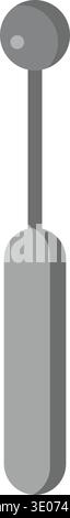 Flat illustration of a simple gray tool featuring a round head and a straight handle Stock Vector