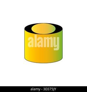 Cylinder tin can. Yellow green gradient. Round Vector object. Dark top contrast. Stock Vector
