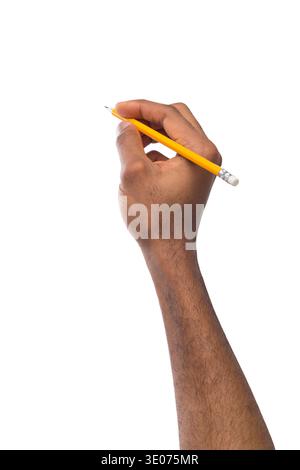 Black male hand holding pencil Stock Photo