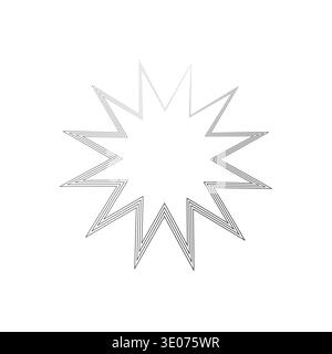 Explosion star Vector. Graphic shape emblem. Pointed line outline. Black grunge border. Stock Vector