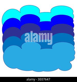 Stratified blue clouds. Atmospheric vapor Vector. Fluffy heaven collection. Meteorological environmental troposphere. Stock Vector