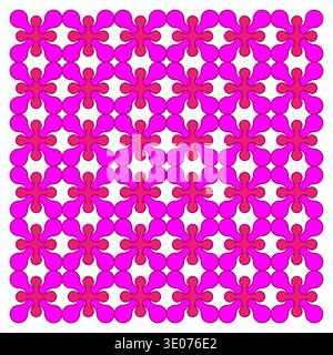 Vibrant magenta interlocking floral pattern. Decorative tile symbolism. Symmetrical Vector graphic. Lively wallpaper background. Stock Vector
