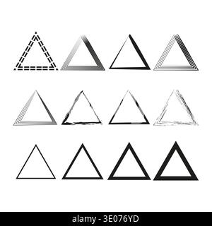 Triangle outline collection. Geometric frame shapes. Grunge sketch Vector. Abstract broken line. Stock Vector