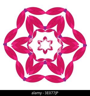 Magnificent pink mandalas. Ornamental flower Vector. Purplish symmetry decoration. Symmetrical petal patternings. Stock Vector
