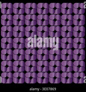 Purple ornament pattern. Interlocking floral symbolism. Ornamentations Vector graphics. Sophisticated black background. Stock Vector