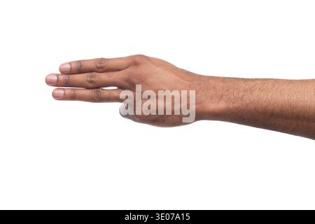 Black hand showing number three isolated Stock Photo
