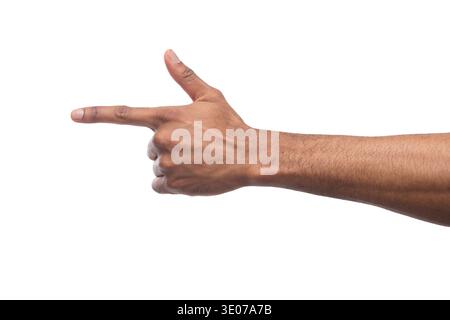 Hand gestures - man pointing away, isolated Stock Photo
