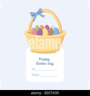 Happy Easter Day Card with Basket Stock Vector