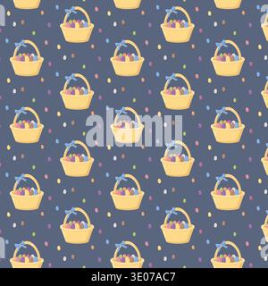 Easter Basket Seamless Pattern Stock Vector
