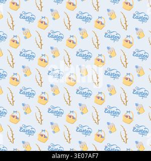 Easter Seamless Pattern with Text Stock Vector