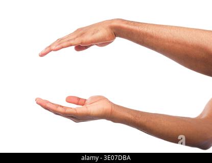 Black male hands keeping something, cutout Stock Photo
