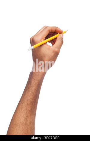 Black male hand holding pencil Stock Photo