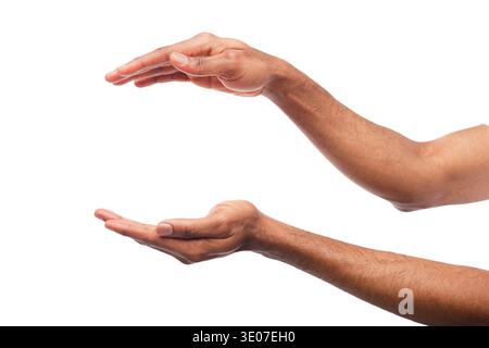 Black male hands keeping something, cutout Stock Photo