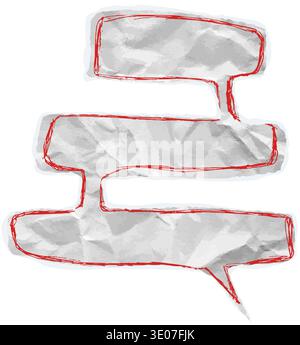 Torn paper speech triple vector ripped chat balloon. White empty double ...