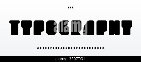 Blocks Font Logo Alphabet Geometric Shapes Letter Set Modern Futuristic Robot Typography, Industrial Space Typographic Design, Urban Poster Headline Stock Vector