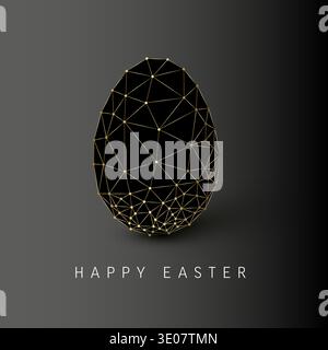 Celebrate with this geometric gold Easter egg featuring a striking plexus design. The elegant gold Easter egg stands out on a dark background for a mo Stock Vector