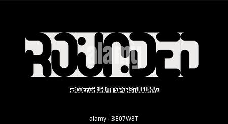 Rounded Futuristic Font Logo Alphabet Minimalistic Bold Letter Set Modern Typography, Abstract Futurist Typographic Design for Tech Title Text, Typo Stock Vector