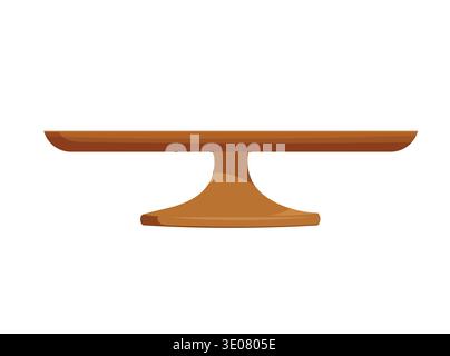 Wooden Cake Stand Isolated on White Background. Empty dessert pedestal in flat vector style, perfect for bakery display, food presentation Stock Vector