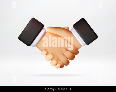 Handshake rendered in 3d style. Stock Vector